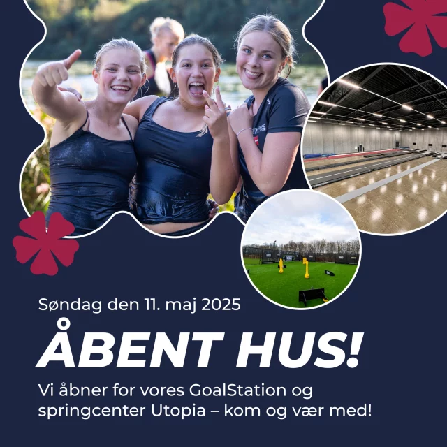 Vejrudsigten siger høj sol og varme på søndag d. 11 maj – det perfekte vejr til at komme på besøg på vores efterskole!

På søndag holder vi nemlig åbent hus/besøgsdag for dig, der er interesseret i at høre, prøve og se, hvad et efterskoleår på Brejninggaard byder på.

Vi åbner bl.a. dørene for vores GoalStation og springcenter Utopia, hvor du får lov at prøve kræfter med nogle af vores linjefag i vores fede faciliteter 🤸🏼‍♂️⚽️

Skolen er åben fra 13.00 - 15.00 – og du er meget velkommen til at tage forældre, søskende eller bedsteforældre med på besøg.

Ses vi? 👀